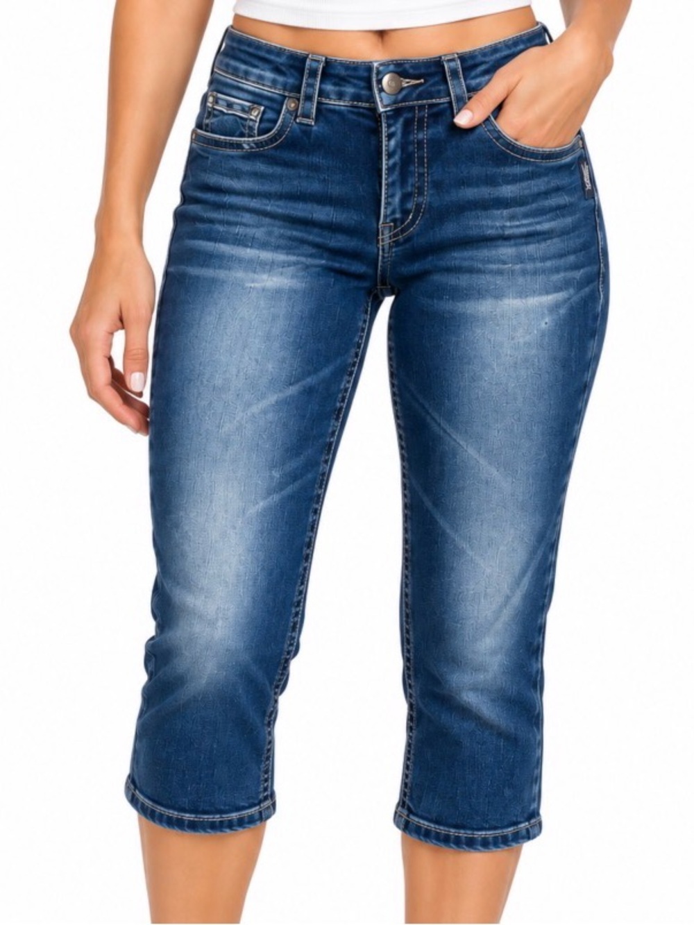 Silver Jeans Co. Suki Mid Rise Blue Denim Capri Jeans SZ 27" waist SZ 4/6